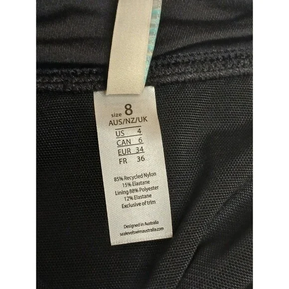 Sea Level Swim Bikini Bottom Sz 4 Black High Waist Australia $72 - Picture 9 of 12